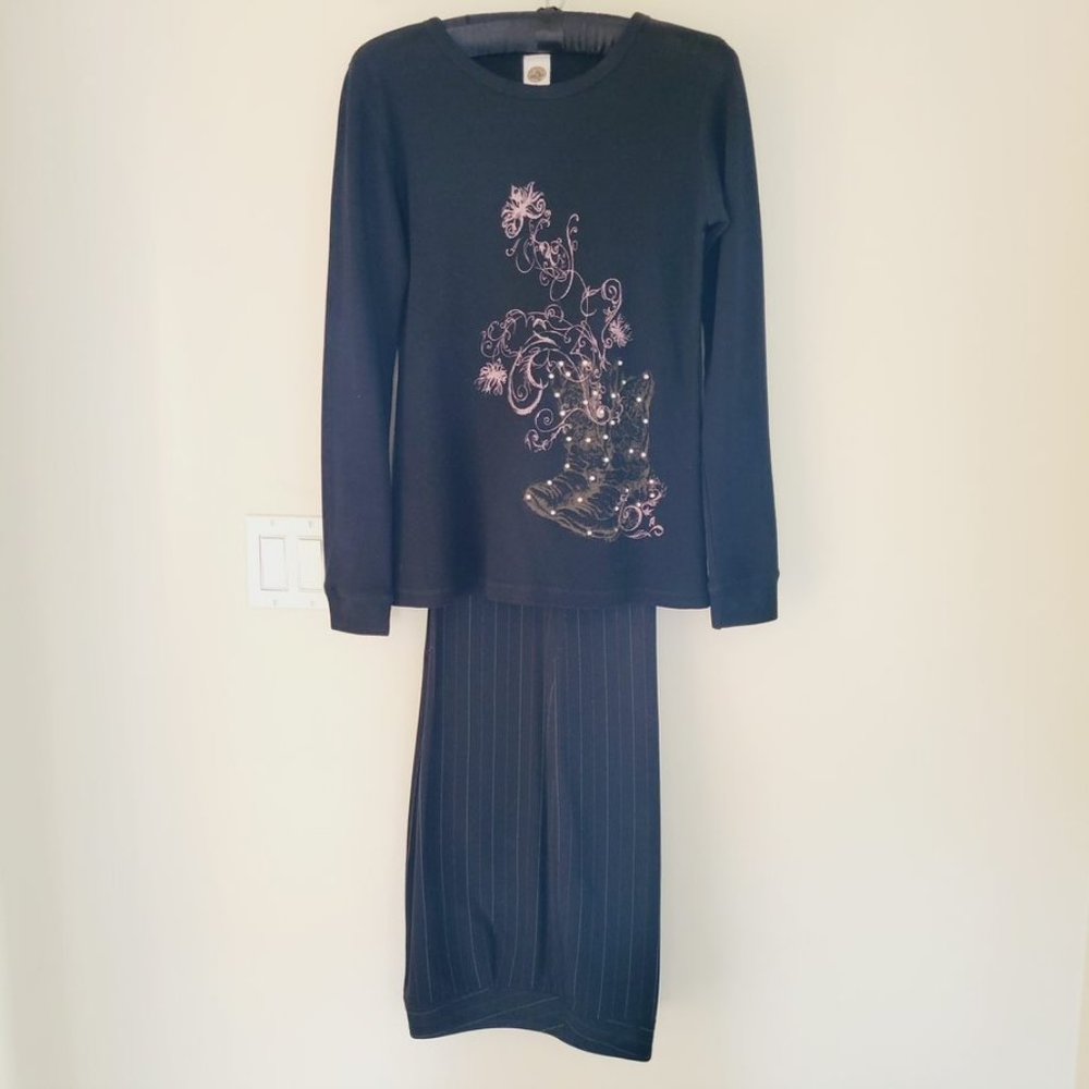 Vintage Texas Couture Lg Sweater AND Rafaella Size 8 Boot Cut Pin Stripe Pants.